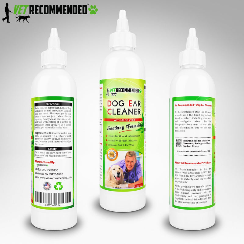 Vet Recommended Dog Ear Cleanser with Natural Aloe Vera for Dog Ear Infection (8oz/240ml). Perfect Dog Ear Cleaner for Yeast Infection - Made in USA - BeesActive Australia