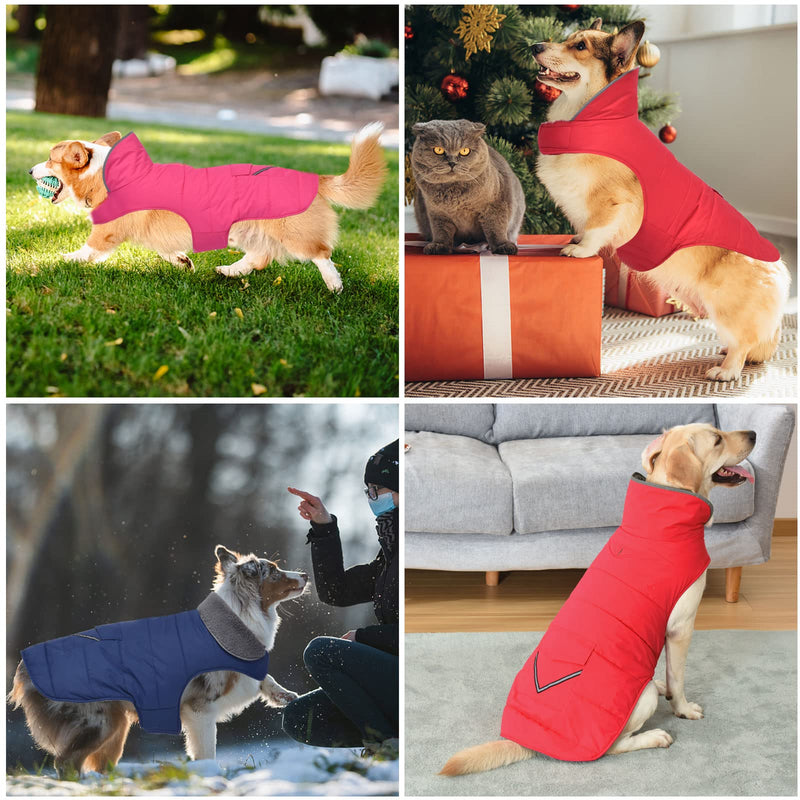 Dog Winter Coat, Dog Jacket with Pocket and Reflective Strip, Windproof Waterproof Dog Sweater, Puppy Clothes Warm Pet Winter Vest for Puppy Small Medium Extra Large Dogs Pet 3XL(Chest Girth:33.9-42.9") Purple - BeesActive Australia