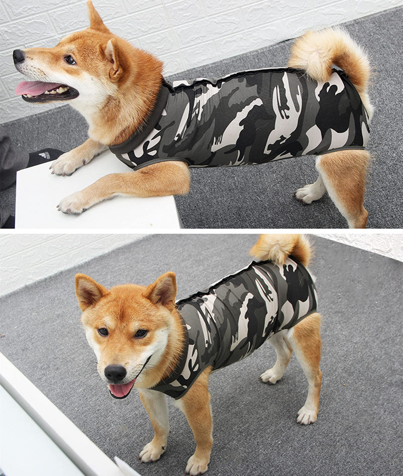 Coppthinktu Dog Recovery Suit for Abdominal Wounds or Skin Wound, Breathable Dog Surgery Recovery Suit for Dogs, E-Collar Alternative After Surgery Wear Anti Licking Wounds Suit for Small/Medium Dogs Large (Pack of 1) Green camouflage - BeesActive Australia