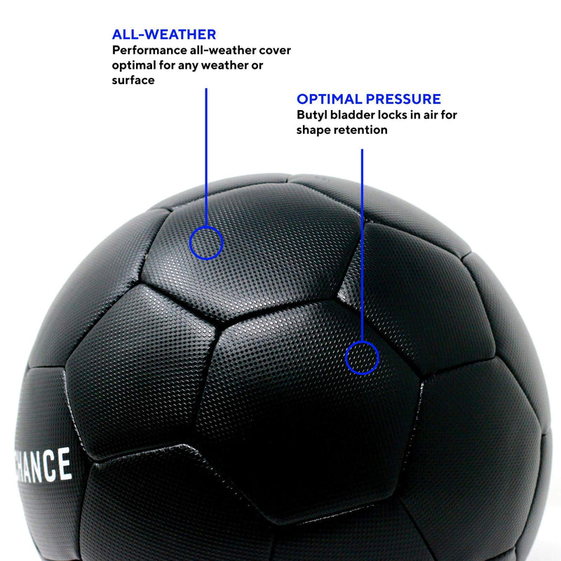 Chance Soccer Ball - Premium Outdoor/Indoor Soccer Ball (Size 4 Kids/Youth, Soccer Ball Size 5 Adult/PRO) Rey - Black - BeesActive Australia