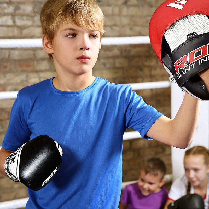 [AUSTRALIA] - RDX Kids Boxing Gloves for Training & Muay Thai, Maya Hide Leather Junior 4oz, 6oz Mitts for Sparring, Fighting & Kickboxing, Good for Youth Punch Bag, Grappling Dummy and Focus Pads Punching 