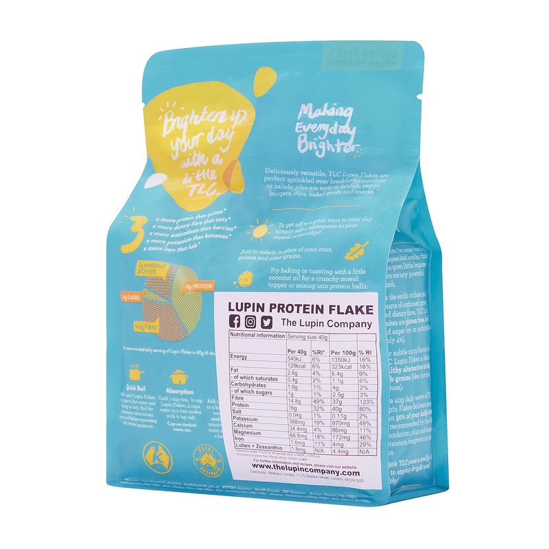 TLC Lupin Protein Flakes - 400g pack. Vegan, Gluten-Free, Low-carb, Keto. 40% Protein, Complete Protein Source. 100% Natural Product. - BeesActive Australia