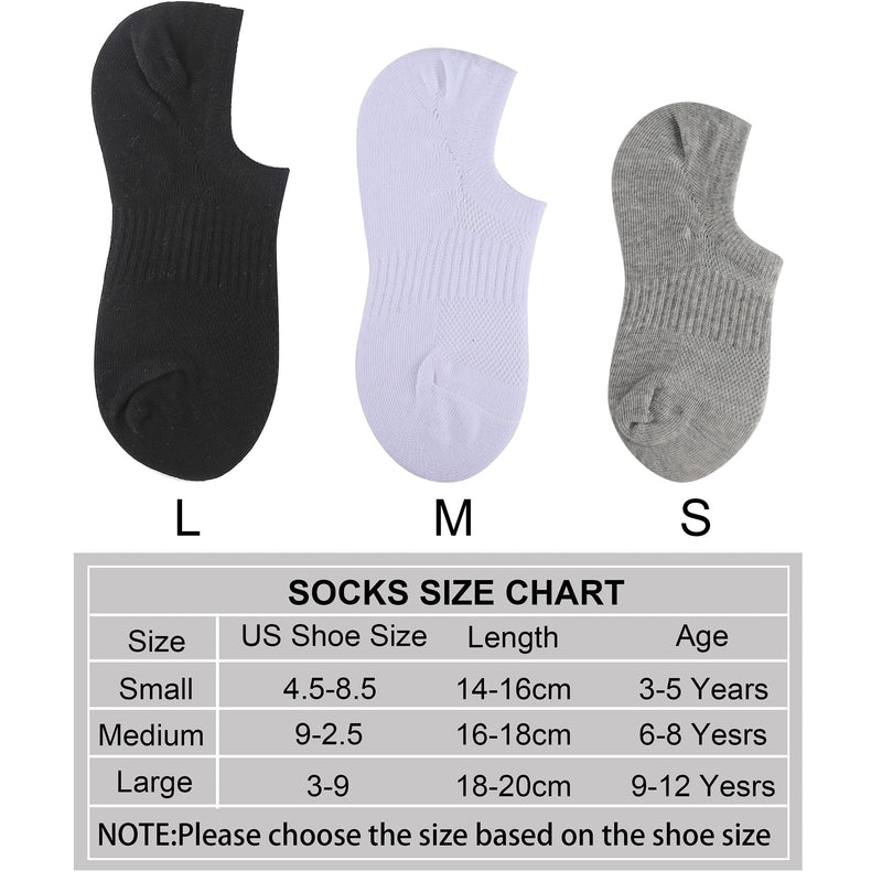 Cozi Foot 10 Pairs Boys Girls No Show Socks Cotton Non Slip Low Cut Socks Medium C01-white - BeesActive Australia