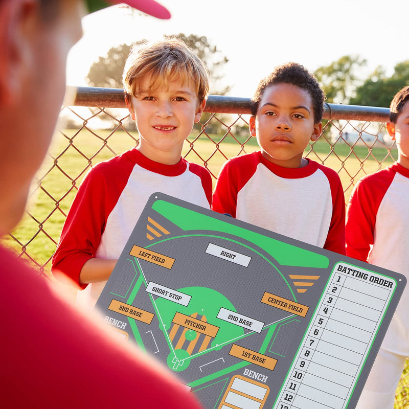 Sherr 15.7'' x 12'' Magnetic Dugout Board Baseball Magnetic Line Up Board with 60 Lineup Cards, 4 Erasable Marker Pens and 3 Hanging Fence Hooks for Dugout Baseball Coaching Accessories Dugout Display - BeesActive Australia