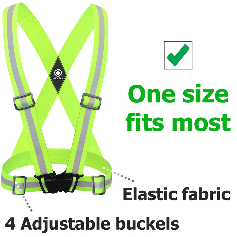 HiVisible Reflective Vest with Reflective Bands - Reflective Running Gear for Men and Women for Night Running, Biking, Walking. Reflective Running Vest, Safety Straps, Reflector Strips 2 x Green Vests - BeesActive Australia