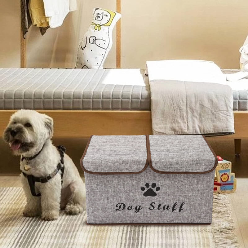 Morezi Large Dog Toy Storage Box with Lid Basket Organizer - Perfect Collapsible Bin for Living Room, Playroom, Closet, Home Organization Dog Light Gray - BeesActive Australia