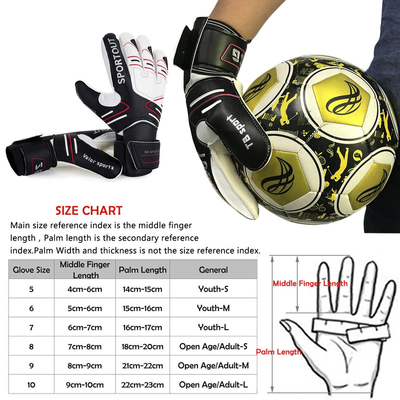 Youth&Adult Goalie Goalkeeper Gloves,Strong Grip for The Toughest Saves, with Finger Spines to Give Splendid Protection to Prevent Injuries,3 Colors Black 6 - BeesActive Australia
