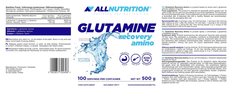 Allnutrition Glutamine Recovery Amino, Natural, 1 kg - BeesActive Australia