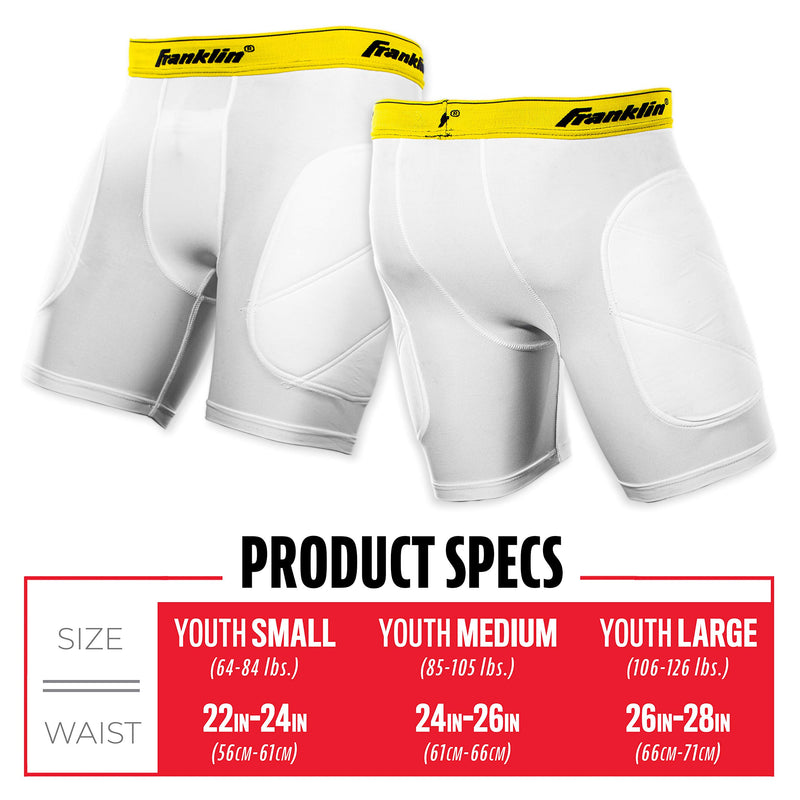 [AUSTRALIA] - Franklin Sports Youth Baseball Sliding Shorts - Padded Slide Shorts with Cup Holder - Compression Shorts Perfect For Baseball and Softball Large 