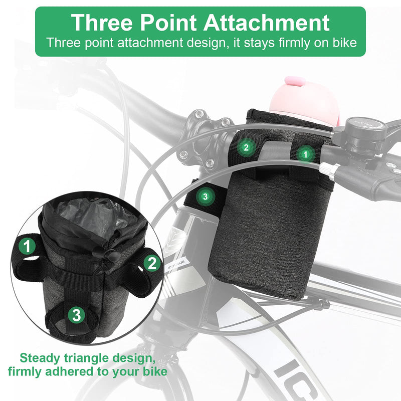 Accmor Bike Cup Holder Bag, Bike Water Bottle Holder Handlebar Drink Holder, Bike Water Bottle Cage for Kid's Bike,Mountain Bike, Cruiser, Road Bike,Black black - BeesActive Australia
