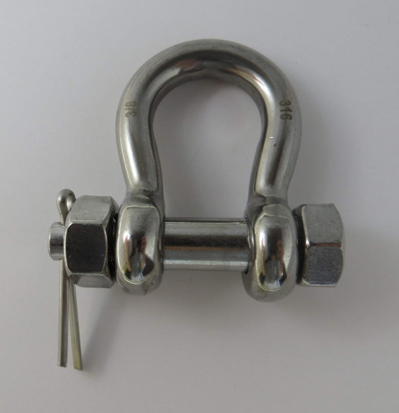 [AUSTRALIA] - Stainless Steel (316) Anchor Shackle 3/8" (10mm) Oversized Bolt Pin Forged US Type Marine Grade 