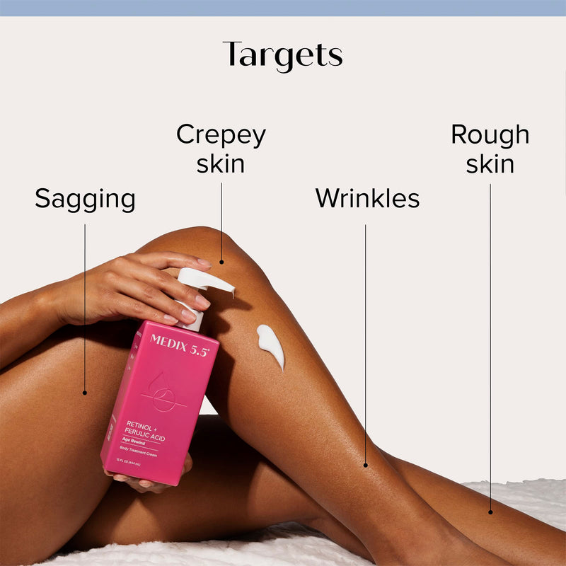Medix 5.5 Retinol Body Lotion Firming Moisturizer | Crepey Skin Care Treatment | Retinol Body Cream | Retinol Cream Targets Look Of Crepe Skin, Wrinkles, Sagging Skin, & Sun Damaged Skin, 15 Fl Oz 15.00 Fl Oz (Pack of 1) - BeesActive Australia