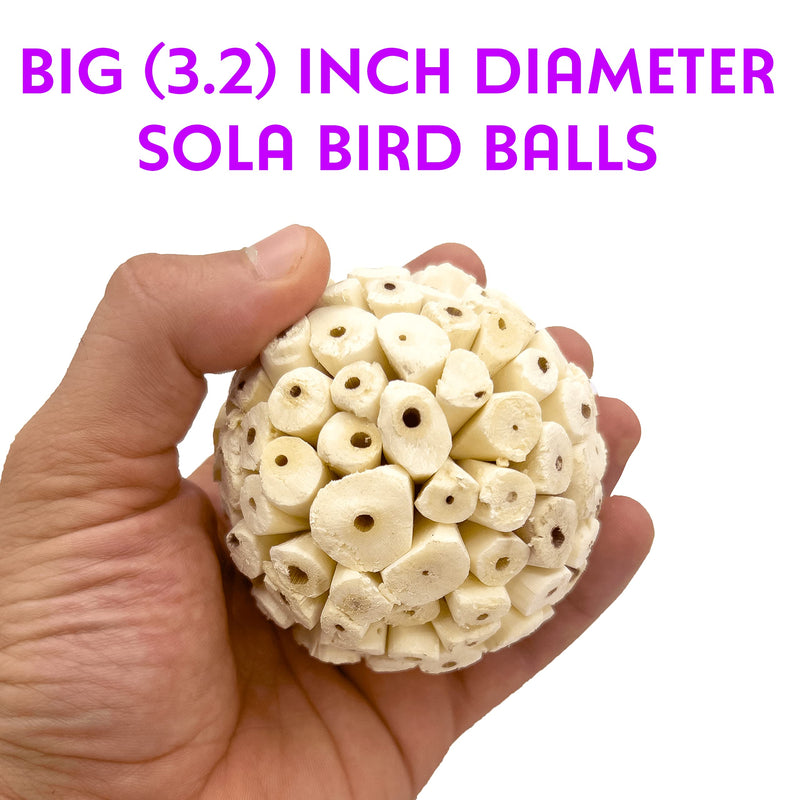 Mandarin Bird Toys Assorted Sola Bird Toys by M&M - Air Dried Natural Shredding Foot Toys, Lots of Part Sizes Big Sola Balls Pack (3) - BeesActive Australia