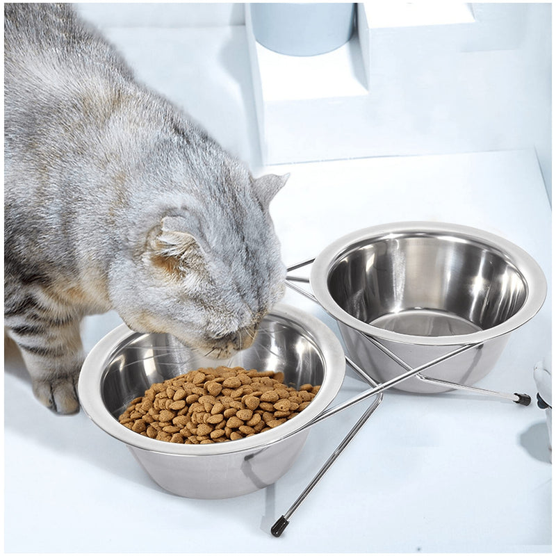 HB Pet Feeder Stainless Steel Dog and Cat Bowls Feeding Replacement Food Bowl for Raised Feeder / Pet Water Metal Bowls 7 cup Double Pack - BeesActive Australia