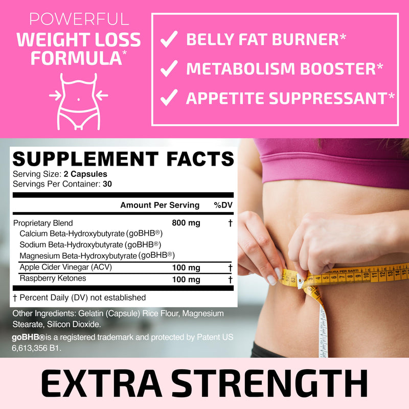 Fat Burner For Women | Weight Loss Support Supplement with Raspberry Ketones, Metabolism Booster & Appetite Suppressant | Diet Pills for Fast Energy with Keto goBHB Exogenous Ketones | 60 Capsules - BeesActive Australia