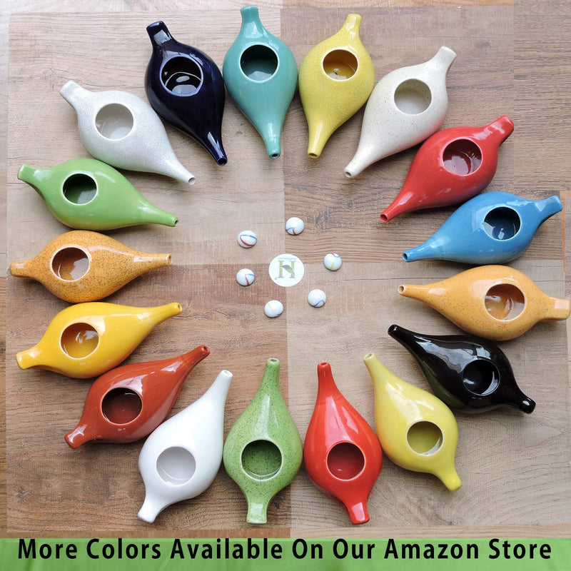 Porcelain Ceramic Neti Pot for Nasal Cleansing Freckle Pattern Green | Natural Treatment for Sinus, Infection and Congestion - BeesActive Australia