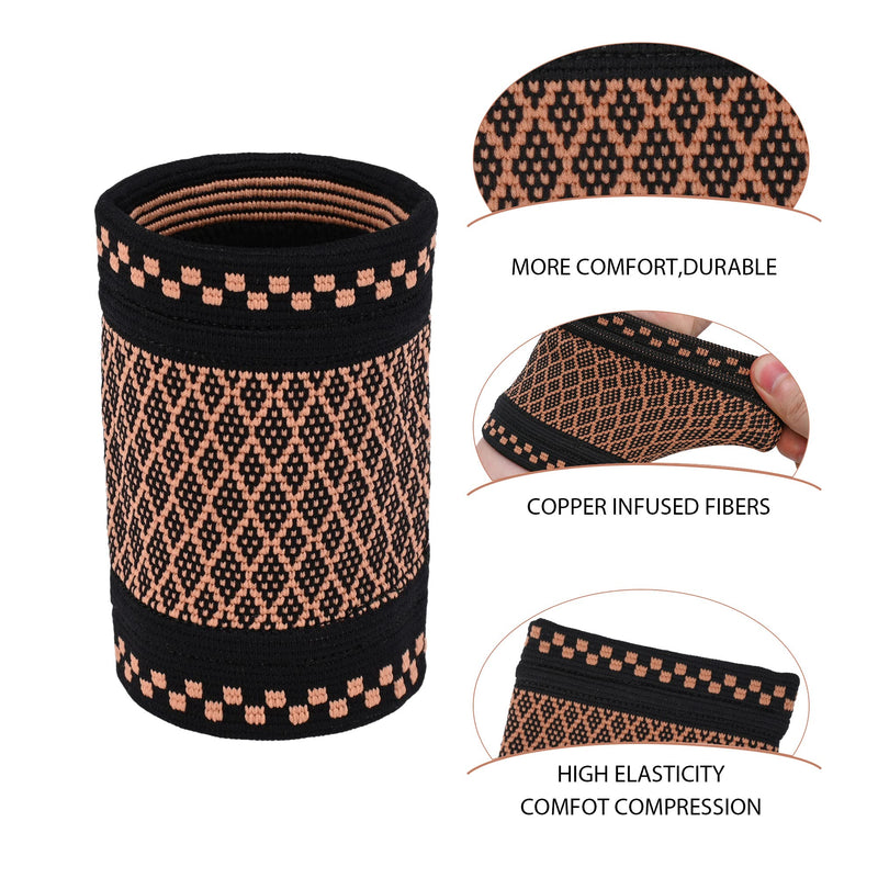 Copper Compression Wrist Sleeve Compression Wrist Supports for Men and Women Tennis, Sport, Fitness Medium(1-Pair) - BeesActive Australia