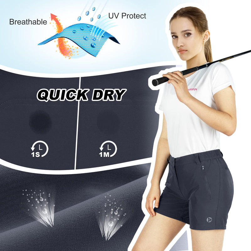 33,000ft Women's Golf Shorts 5" Quick Dry Stretch Hiking Cargo Shorts with Pockets Gray 14 - BeesActive Australia
