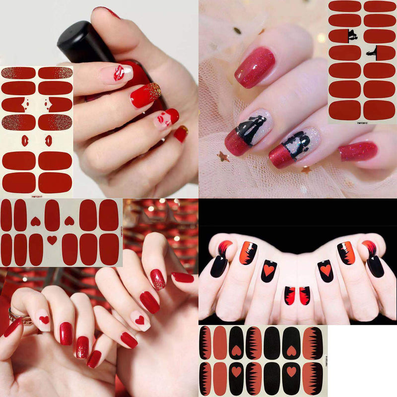 SILPECWEE 10 Sheets Adhesive Nail Art Stickers Decals 1Pc Nail File Valentine's Day Nail Polish Wraps Strips Manicure Accessories For Women NO1 - BeesActive Australia