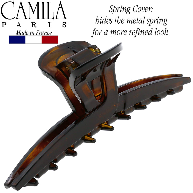 Camila Paris CP2371 French Hair Clip for Women, Narrow, Strong Hold Grip Double Teeth Girls Hair Claw Clips Jaw, Fashion Durable Styling Hair Accessories for Women, Made in France 4" Tortoise Shell - BeesActive Australia
