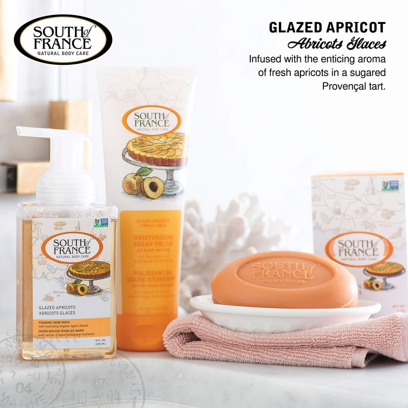 Glazed Apricots Hand & Body Sugar Polish by South of France Natural Body Care | Moisturizing Sugar Scrub for Women | Shea Butter + Sunflower Oil | 8 oz Tube Glazed Apricots 1 Tube - BeesActive Australia