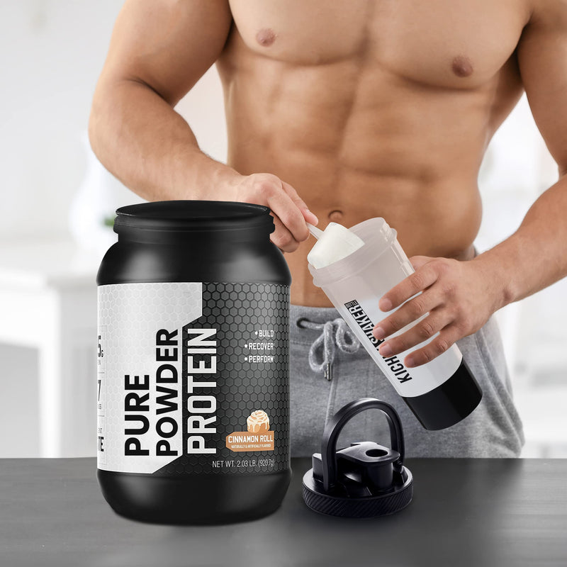 KICHLY (Set of 2 Classic Protein Shaker Bottle (700 ml) with Protein Shaker Ball - Non-Leak Cap with Container for Protein Shakes – Perfect Fitness & Workout Partner (Black & Clear) Black & Clear - BeesActive Australia