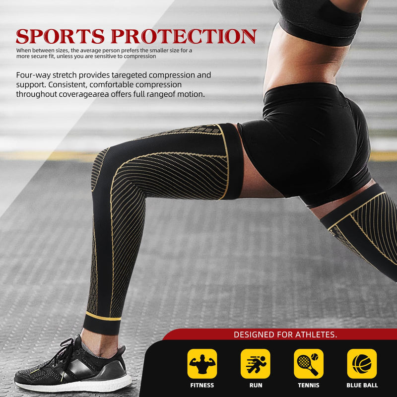 SKDK Copper Full Leg Sleeves Long Compression Leg Sleeve Knee Sleeves Protect Leg for Knee Pain Relief, Workout and Sports Copper-2 XXXX-Large(1 Pair) - BeesActive Australia