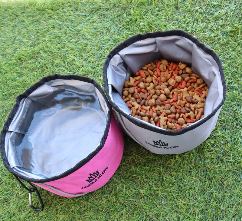 Spoiled Icon Collapsible Dog Water/Food Bowl. Super Compact Foldable, Portable, Premium Quality, Super Sturdy Travel Pet Bowl. 100% Waterproof 24/7 Guaranteed! Plus Gift Celebrity Silver - BeesActive Australia