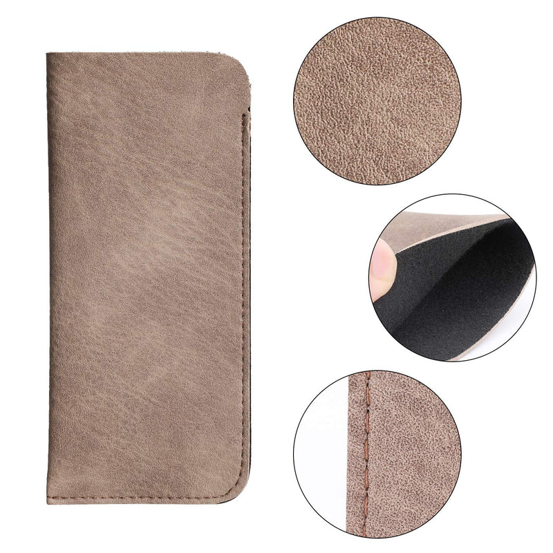 Hifot Leather Eyeglasses Case 3 Pack, PU Leather Soft Reading Glasses Pouch Spectacles Bag for Women Men Kids - BeesActive Australia