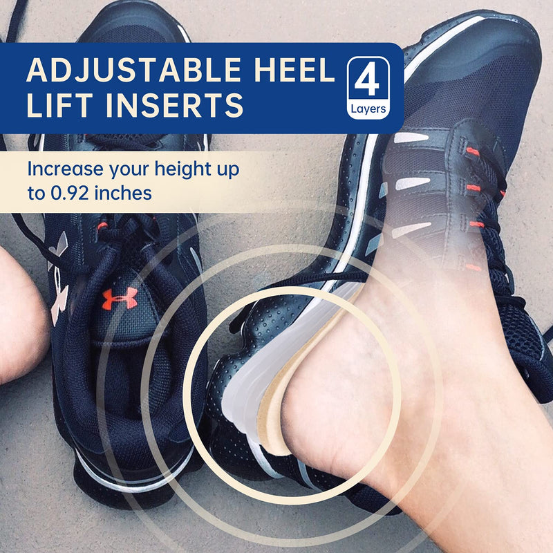 (4 Layers) Height Increase Insoles,Adjustable Orthopedic Heel Lift Inserts,Heel Cushions for Leg Length Discrepancies,Heel Pain,Heel Spurs and Achilles tendonitis for Men and Women.(1Pairs) … 4Layer Women4.5-9.5/Men 6-8.5 - BeesActive Australia