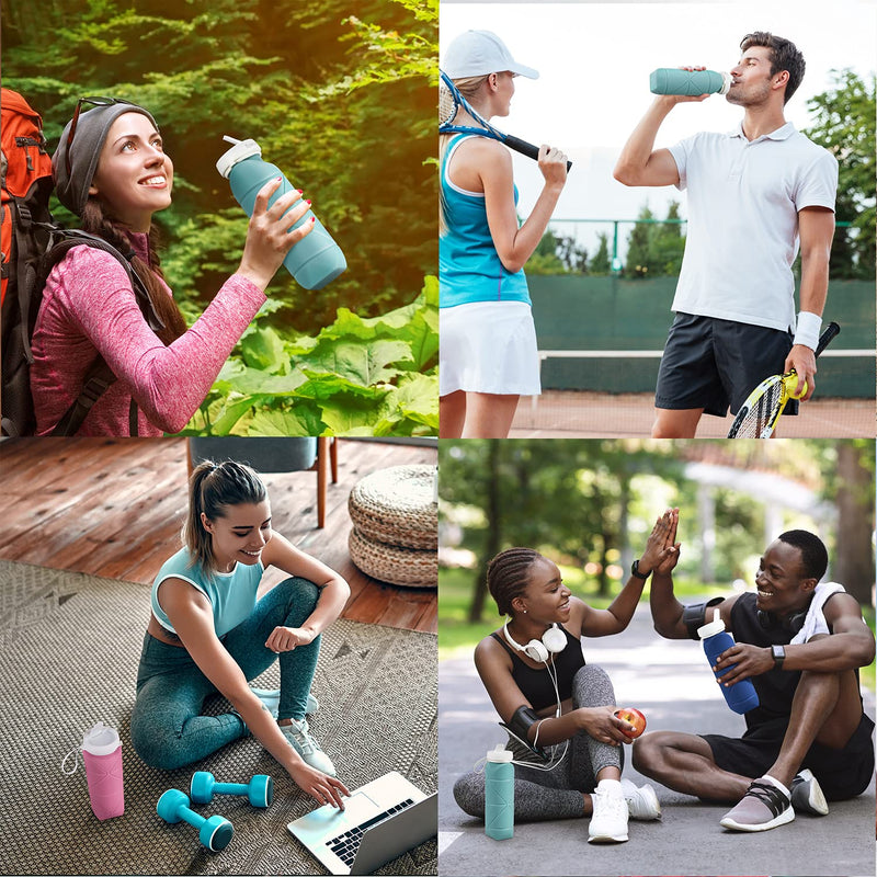 SPECIAL MADE Collapsible Water Bottles Leakproof Valve Reusable BPA Free Silicone Foldable Travel Water Bottle for Gym Camping Hiking Travel Sports Lightweight Durable 20oz Dark Green - BeesActive Australia