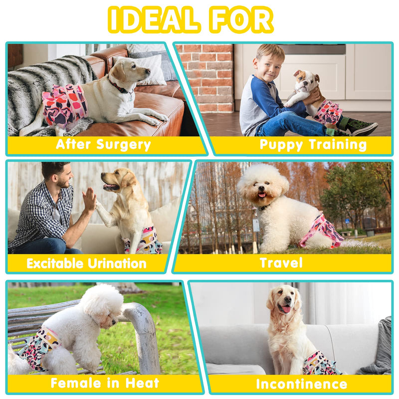 Washable Dog Diapers Female 3 Pack Reusable Premium Highly Absorbent Doggie Diapers, Flexible Puppy Diapers, Durable Leak-Proof Leopard Dog Diapers for Period Heat Incontinence Puppy Training X-Small - BeesActive Australia