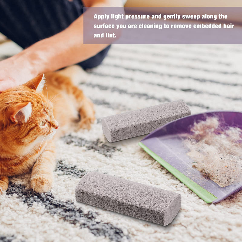 2 Pieces Pet Hair Remover for Cat Hair Removal Pumice Stone Tool Carpet Dog Fur Removal Tool for Car Couch Furniture Bedding Easy to Clean 5.3 Inches - BeesActive Australia