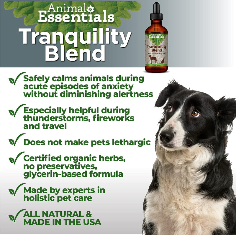 Animal Essentials Tranquility Blend Herbal Formula for Dogs & Cats - Made in USA, Calming Supplement, Anxiety Relief 2 fl oz (60 ml) - BeesActive Australia