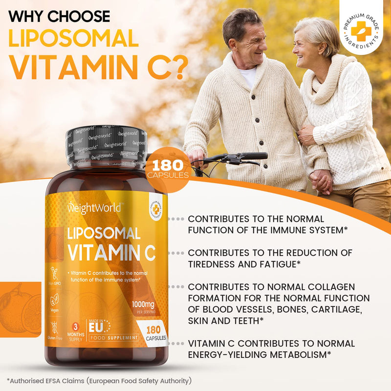 Liposomal Vitamin C Capsules 1000mg - 180 Vegan Capsules (3 Month Supply) - High Strength Ascorbic Acid with Rosehip Extract - Lypospheric Vitamin C - Antioxidant Liposomal VIT C Supplement � Non-GMO - BeesActive Australia