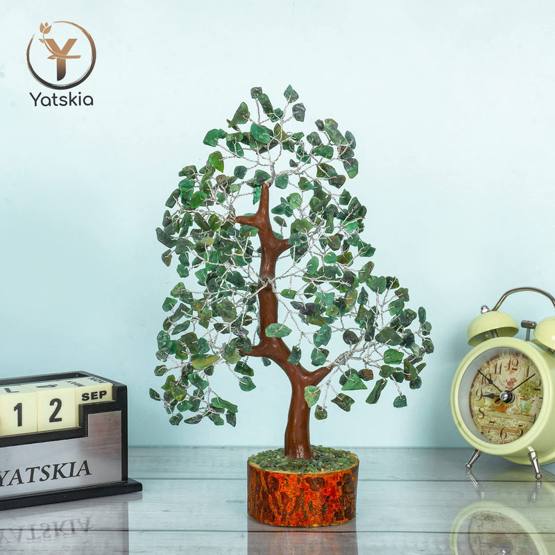 YATSKIA Green Aventurine - Crystal Tree, Gemstone Tree, Chakra Tree of Life, Balancing Tree, Healing Crystal, Crystal and Stone Decor, Fungshui Decorations, Positive Energy Gifts for Women Green Aventurine Silver Wire - BeesActive Australia