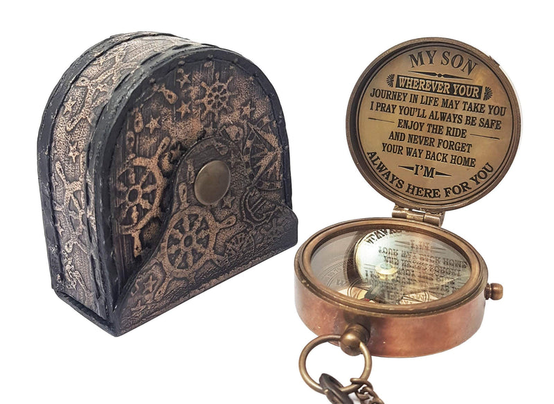 The New Antique Store - Compass with Case/Gift for Son/to My Son Gifts/Mom to Son Gift (to My Son) - BeesActive Australia