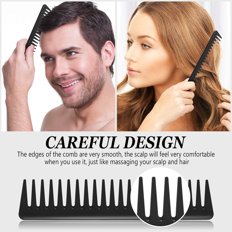 Wide Tooth Detangling Hair Comb Hair Styling Comb Set, Carbon Fiber Styling Cutting Comb Anti Static Heat Resistant Comb for Women Curly Straight Long Hair, Black, 3 pieces Classic - BeesActive Australia
