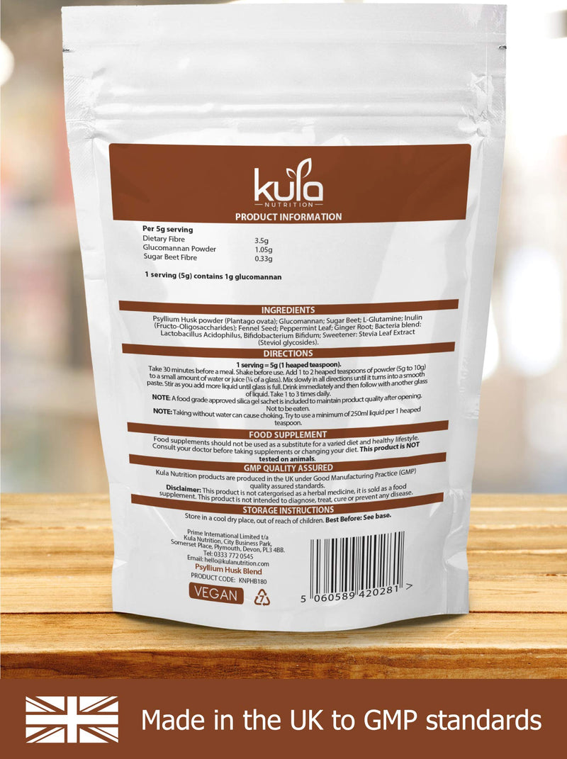 Psyllium Husk Colon Cleanse and Detox Powder - with Glucomannan, L-Glutamine, Inulin, Fennel, Peppermint, Ginger, Live Cultures & Fibre - Supports Bowel Function - 180g (18 x Servings) 180 g (Pack of 1) - BeesActive Australia