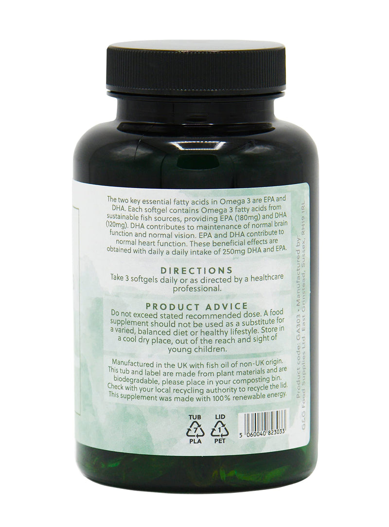 Omega 3 Fish Oil | 3000mg of Fish Oil per 3 Softgel Dose | 90 Softgels | Source of EPA and DHA Omega 3 | G&G Vitamins - BeesActive Australia