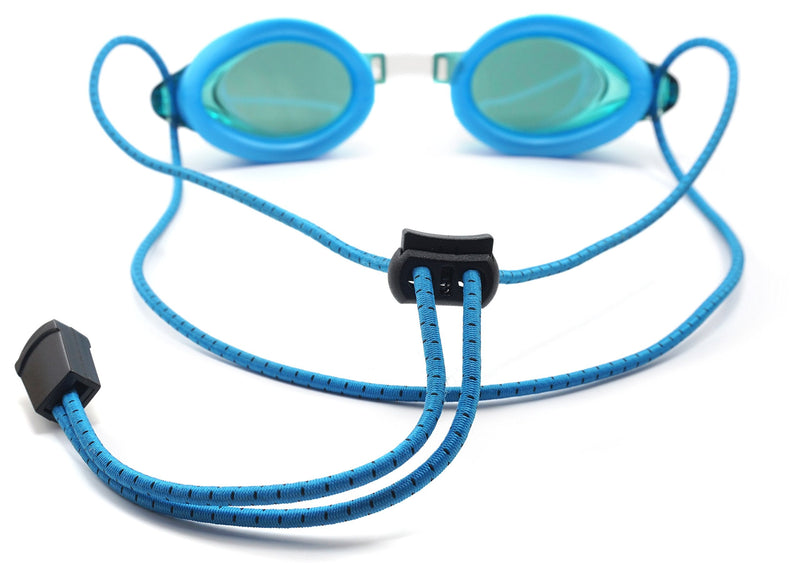 Resurge Sports Anti Fog Racing Swimming Goggles with Quick Adjust Bungee Strap Blue Mirrored - BeesActive Australia