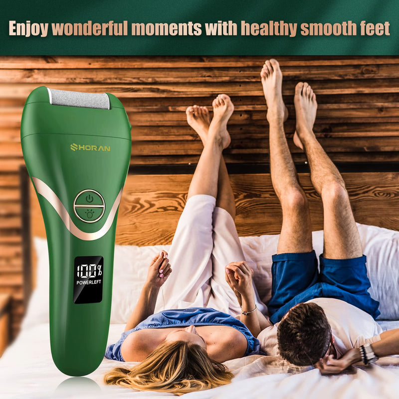 SHORAN Electric Foot File Feet Hard Skin Remover, Professional Callus Remover Foot Grinder Pedicure Foot Care Set for Dead Skin Dry Skin, USB Rechargeable with 3 Replacement Roller and 2 Foot Scraper Green Foot File - BeesActive Australia