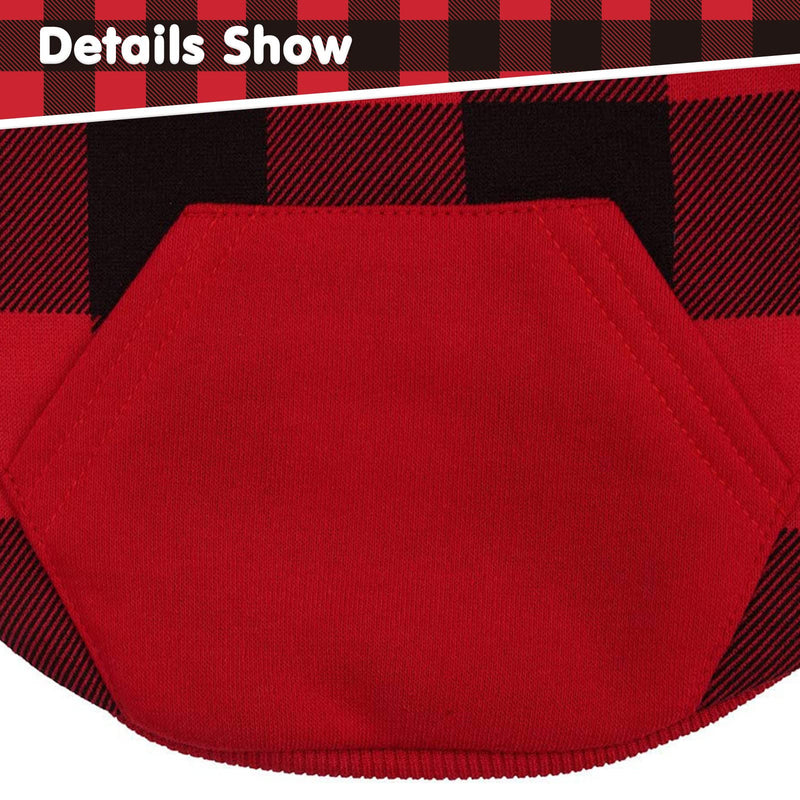 Plaid Dog Hoodie Pet Clothes Sweaters with Hat X-Large (Pack of 1) Red - BeesActive Australia