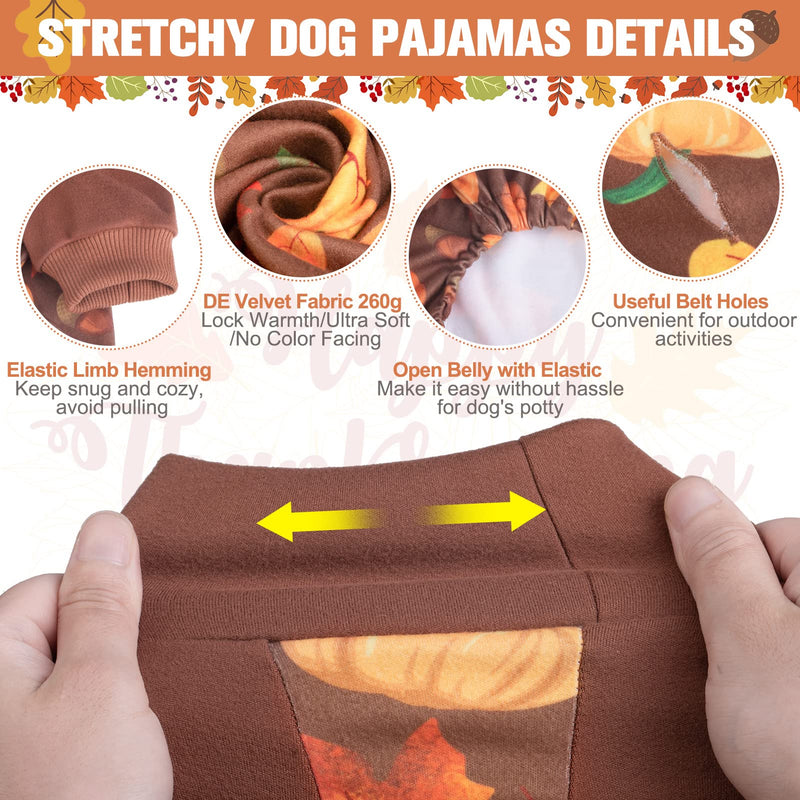 BEAUTYZOO Dog Pajamas Girl Boy Plaid Dog Pjs Puppy Clothes Hair Shedding Cover Doggie Oneies Cat Pjs Doggy Jammies for Autumn Winter Medium Brown - BeesActive Australia