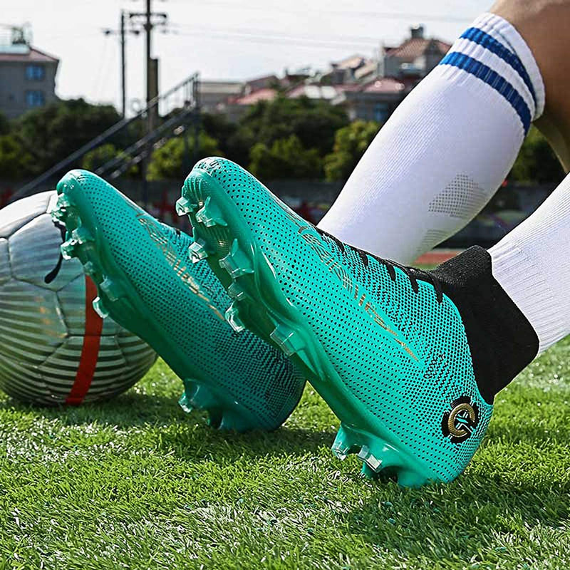 LIAOCX Men's Sports Outdoor Competition/Training Soccer Shoes Boys Football Student Spikes Sneakers 10.5 Green - BeesActive Australia