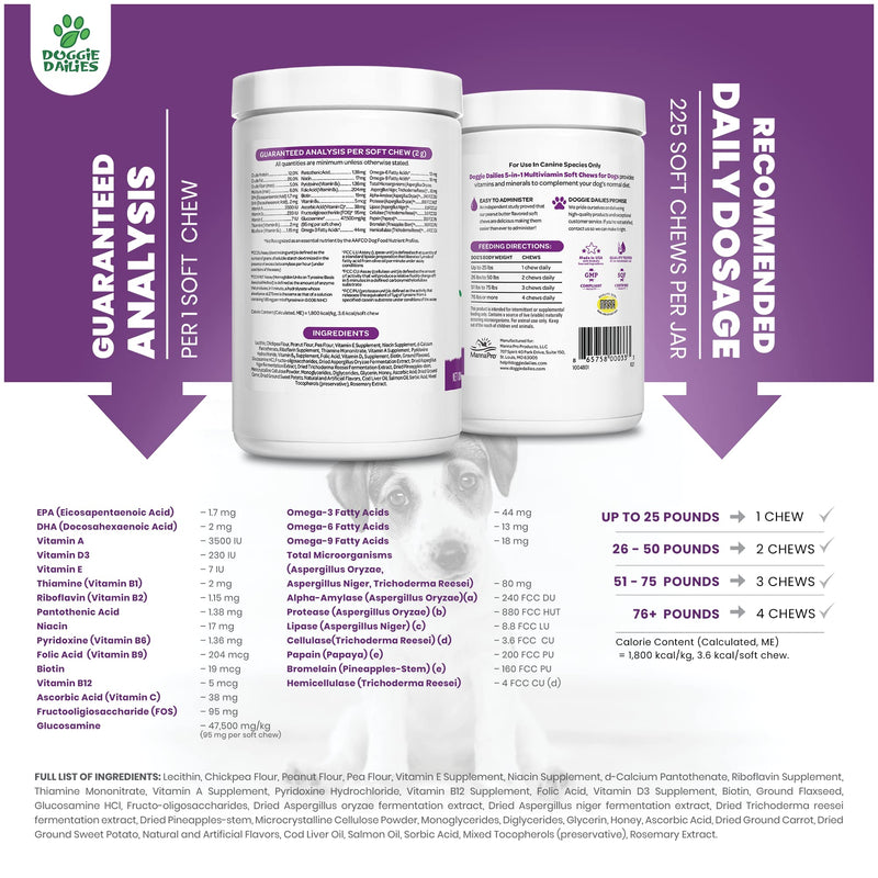 Doggie Dailies Multivitamin for Dogs, Advanced Dog Multivitamin Provides Antioxidant Support + Nutritional Support for Joints, Skin & Coat, Digestion, and The Immune System Peanut Butter - BeesActive Australia