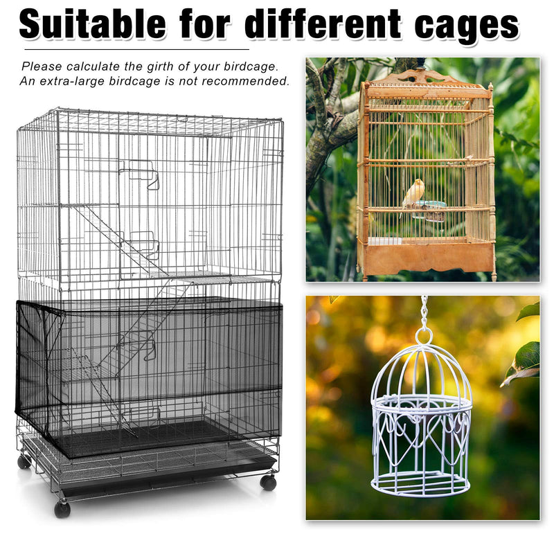 3 Pieces Large Adjustable Bird Cage Cover Seed Feather Catcher Birdcage Nylon Mesh Net Cover Soft Skirt Guard for Parakeet Macaw African Round Square Cage (78 x 15 Inch in Circumference and Width) 78 x 15 in in Circumference and Width - BeesActive Australia