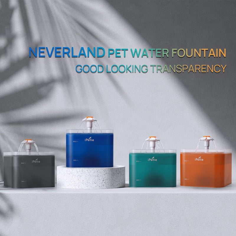 iPettie Neverland Cat Water Fountain with LED Light, 67oz/2.0L, Ultra Quiet Cat Drinking Fountain with Filter, Automatic Pet Water Fountain for Cats and Small Dogs Grey - BeesActive Australia