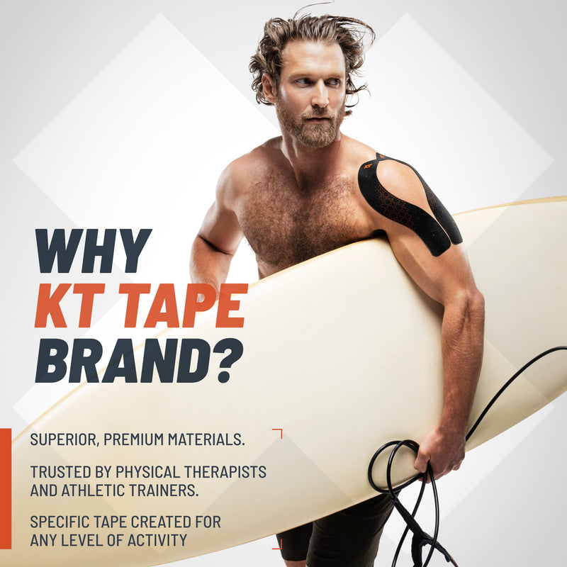 KT Tape, PRO Extreme Synthetic Kinesiology Athletic Tape, Tone Series, 20 Count, 10” Precut Strips, Espresso, 20 Precut Strips Jet Black - BeesActive Australia