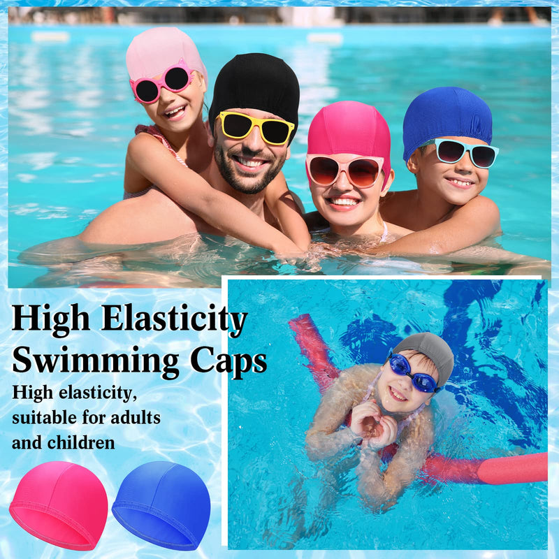 24 Pcs Swimming Cap Fabric Swim Cap Nylon Anti Slip Swimming Hat Breathable High Elasticity Spandex Unisex Swimming Cap for Women Kids Men Adult Long Hair Short Hair Bathing 6 Solid Colors - BeesActive Australia
